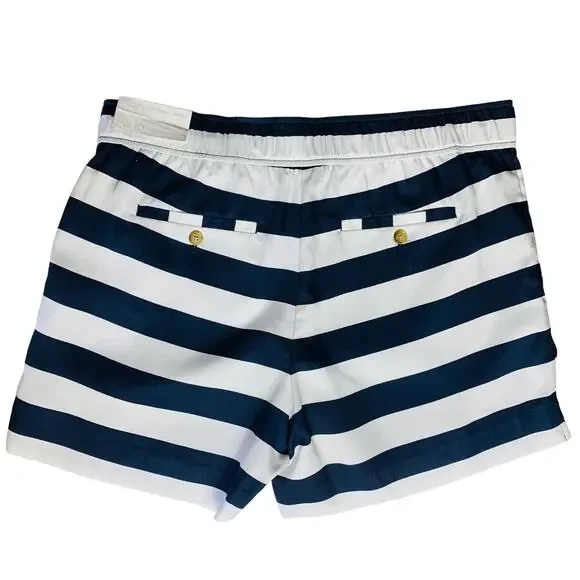 NWT LOFT Outlet Navy Stripe Tie Front Shorts Size 10 - Picture 5 of 6